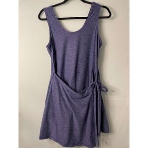 FLX Travel Leisure Purple Heathered Sleeveless Wrap Dress Athleisure Size L